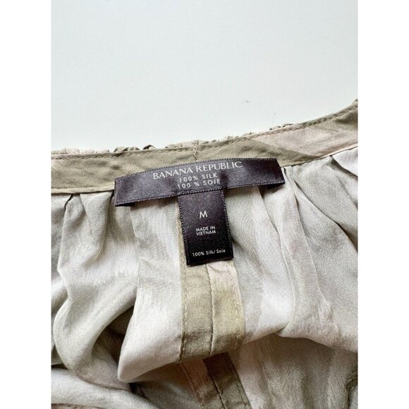 BANANA REPUBLIC Reverie Green Zebra 100% Silk Blouson Flowy Tent Dress, Size M - Picture 12 of 14